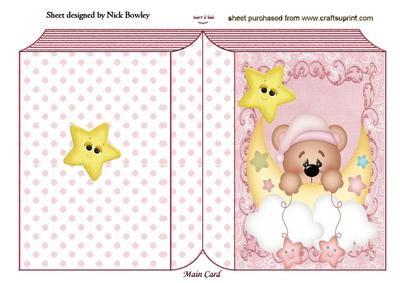 Sweet Dreams Little Teddy in Pink with Moon Folded Book