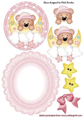 Sweet Dreams Little Teddy Bear in Pink Rocker Card
