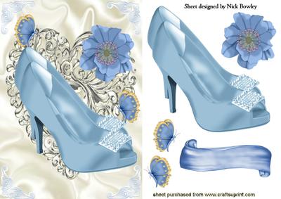Pretty Blue Diamante Shoes with Butterflies