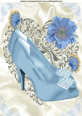 Pretty Blue Diamante Shoes with Butterflies A4