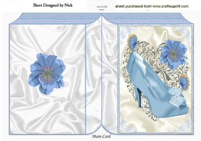 Pretty Blue Diamante Shoes with Butterflies Folded Book