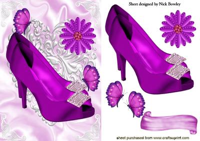 Pretty Cerise Diamante Shoes with Butterflies
