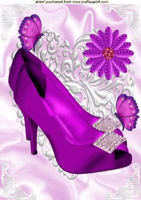 Pretty Cerise Diamante Shoes with Butterflies A4