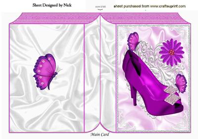 Pretty Cerise Diamante Shoes with Butterflies Folded Book