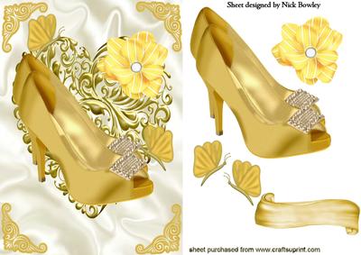 Pretty Gold Diamante Shoes with Butterflies