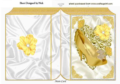 Pretty Gold Diamante Shoes with Butterflies Folded Book