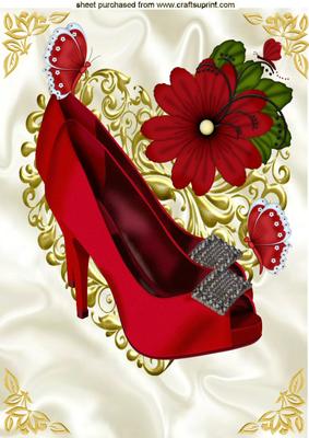 Pretty Red Diamante Shoes with Butterflies A4