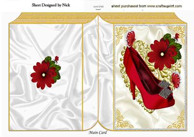 Pretty Red Diamante Shoes on Gold Heart Folded Bookj
