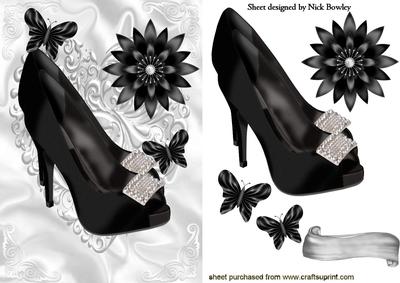 Pretty Black Diamante Shoes with Butterflies