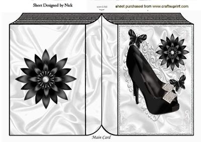 Pretty Black Diamante Shoes with Butterflies Folded Book