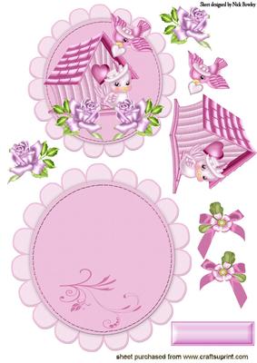 Love Birds and Roses with Birdhouse Rocker Card