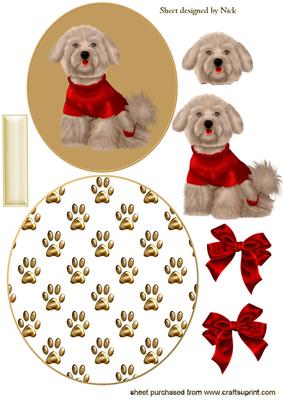 Little Dog in Red Sweater Rocker Card