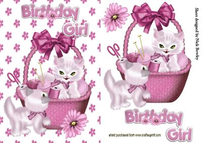 Birthday Kitties in Sewing Basket