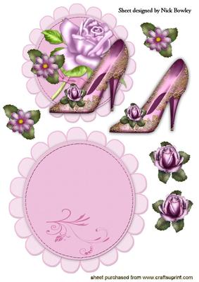 Pink Shoe and Roses Rocker Card