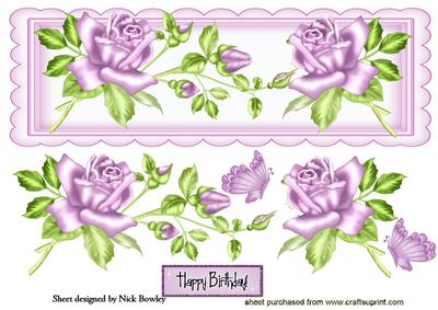 Lilac Roses with Butterflies Dl