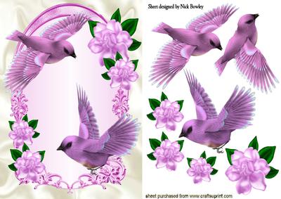 Pretty Pink Birds with Pink Flowers