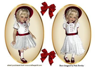 Sweet Little Girl in Red Bonnets with Bows Toppers