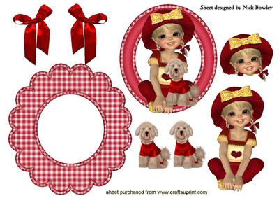 Little Girl with Her Puppy in Gingham Rocker Card