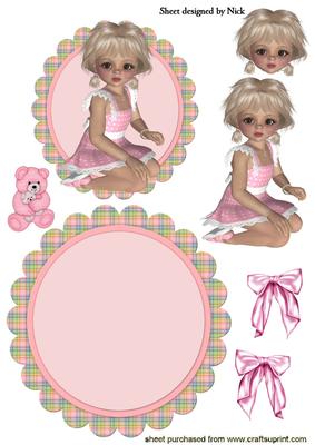 Sunshine Little Girl with Her Teddy Rocker Card