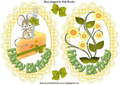 Cute Mouse with Cheese and Flower Toppers