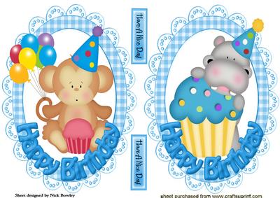Party Animals Cute Monkey and Hippo Toppers