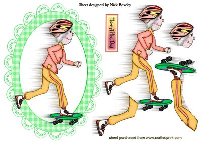 Go Granny! Go Girl! on a Skateboard