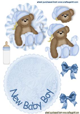 New Baby Boy with Teddy Rocker Card