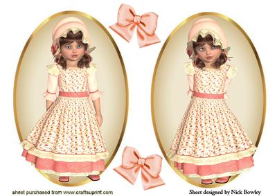 Little Vintage Girl in Bonnet Toppers