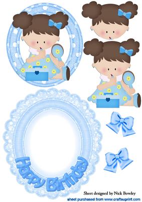 Little Girl with Her Makeup Rocker Card
