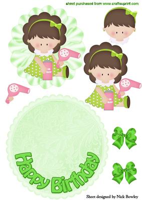 Little Girl with Hairdrier, Rocker Card