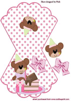 Teddy Bear with Birthday Cake Rocker Card