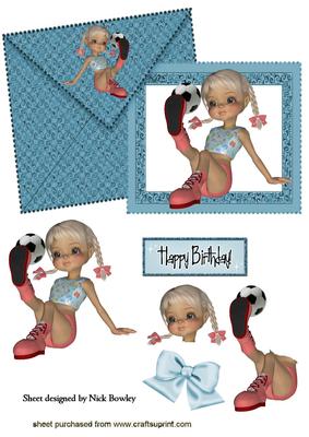 Envelope with Card of Little Girl with Football