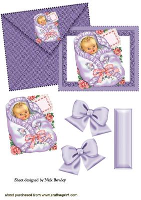 Vintage Baby Girl on a Card with Envelope