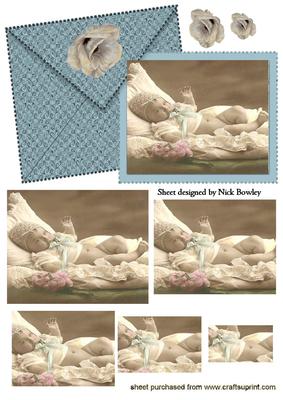 Vintage Baby Boy Pyramid on Card and Envelope