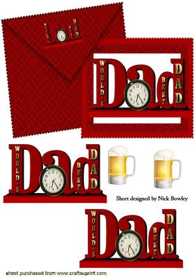 Worlds Best Dad Card with Envelope & Pint