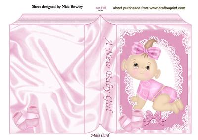 New Baby Girl in Lace Frame, Folded Book