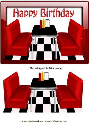 50's Red Diner in Glass Frame
