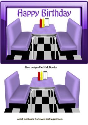 50's Purple Diner in Glass Frame