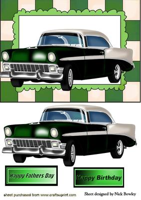 Vintage Car in Green Frame