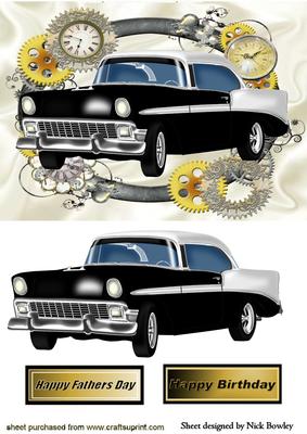 Black/white Vintage Car in Steampunk Frame