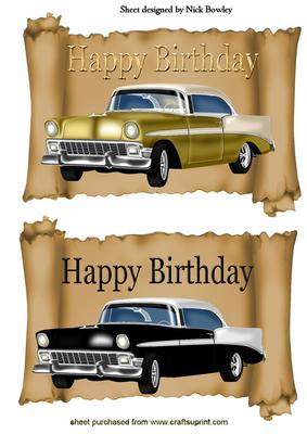Vintage Gold and Black Cars on a Scroll Toppers