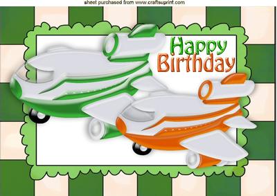 Little Green and Orange Aeroplane A4