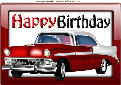 Vintage Red Car in Glass Frame A4