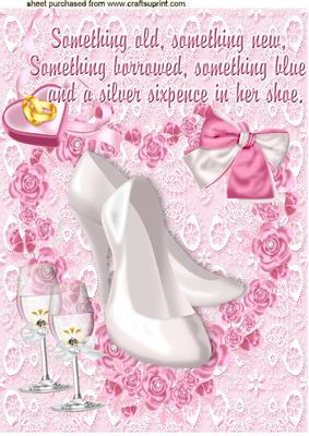 Pretty Wedding Shoes in Frame of Roses with Verse A4