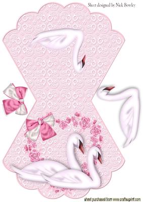 Heart of Roses with Swans Rocker Card