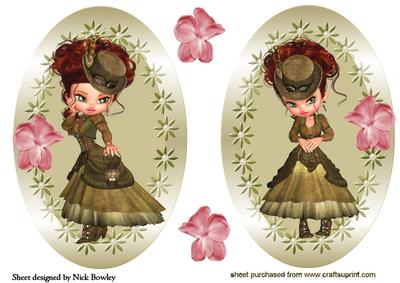 Steampunk Ladies with Pink Flowers Toppers