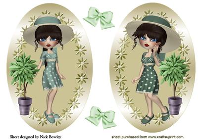 Pretty Lady Toppers in Hats with Plant
