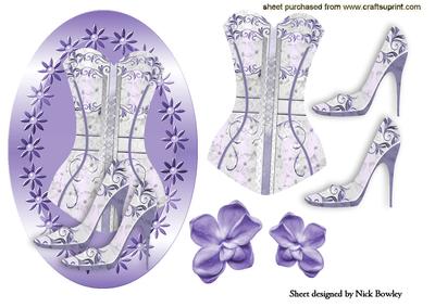 Pretty Lilac Lace Basque with Shoes and Flowers