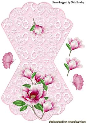 Pink Flowers and Butterflies on Lace Rocker