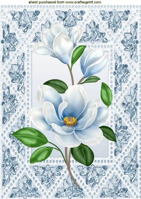 Pretty Blue Flowers in Ornate Frame with Flowers A4